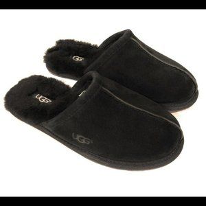 NIB UGG PEARLE SUEDE‎ SHEARLING SLIP ON SLIPPERS BLACK
